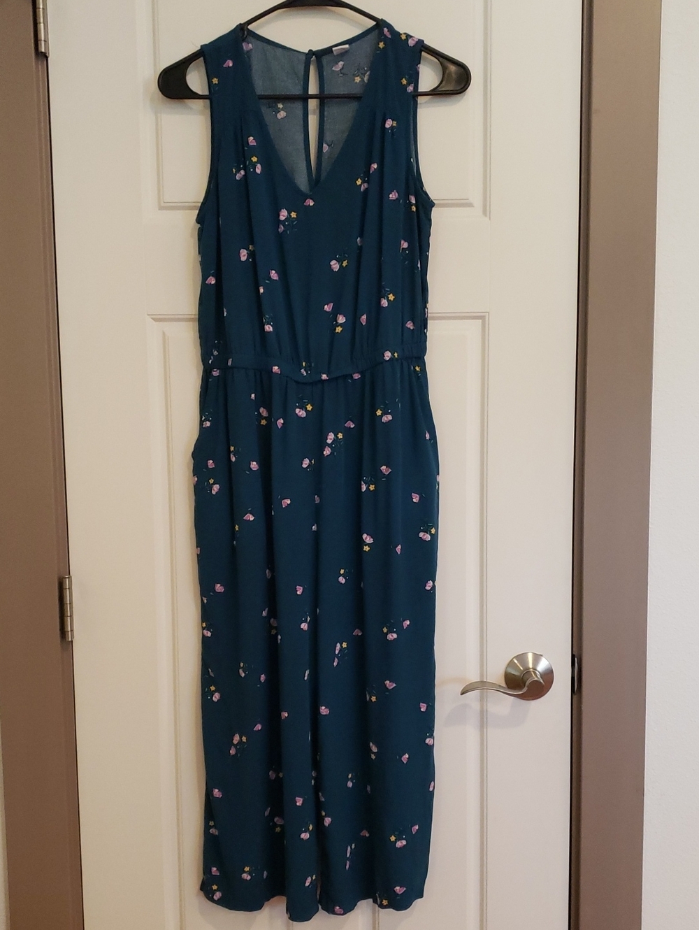 Old Navy Teal Floral Sleeveless Jumpsuit